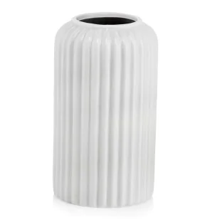 Wazon biały karbowany ceramiczny 20 cm