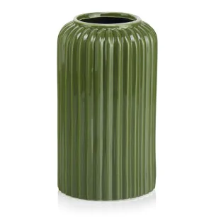 Wazon zielony karbowany ceramiczny 20 cm