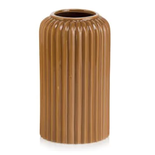 Wazon karmelowy brązowy karbowany ceramiczny 20 cm