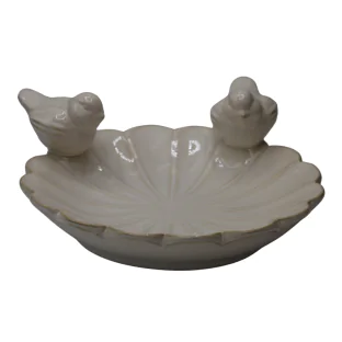 Poidło dla ptaków poidełko kremowe ceramiczne 25,5 cm