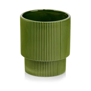 Osłonka zielona karbowana ceramiczna doniczka 13 cm
