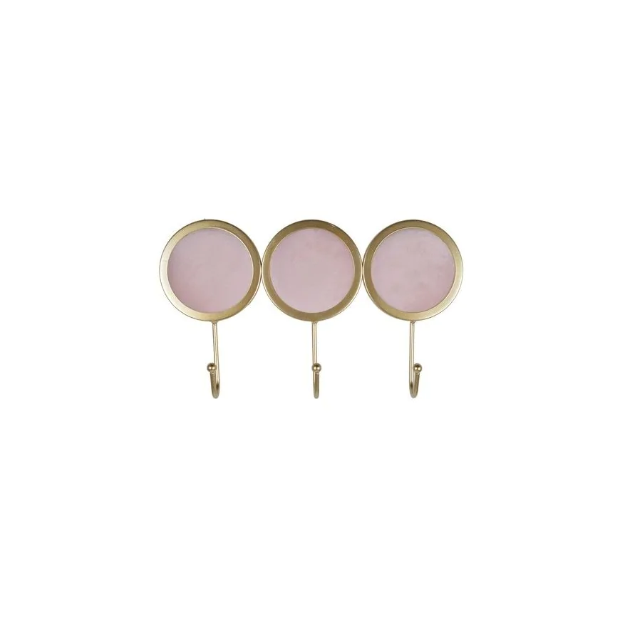 Wieszak welurowy metalowy różowy złoty 3 haki 31cm