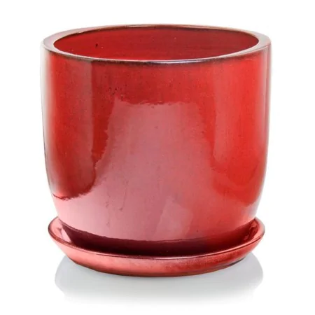 Donica ogrodowa ceramiczna czerwona z podstawkiem 23 cm