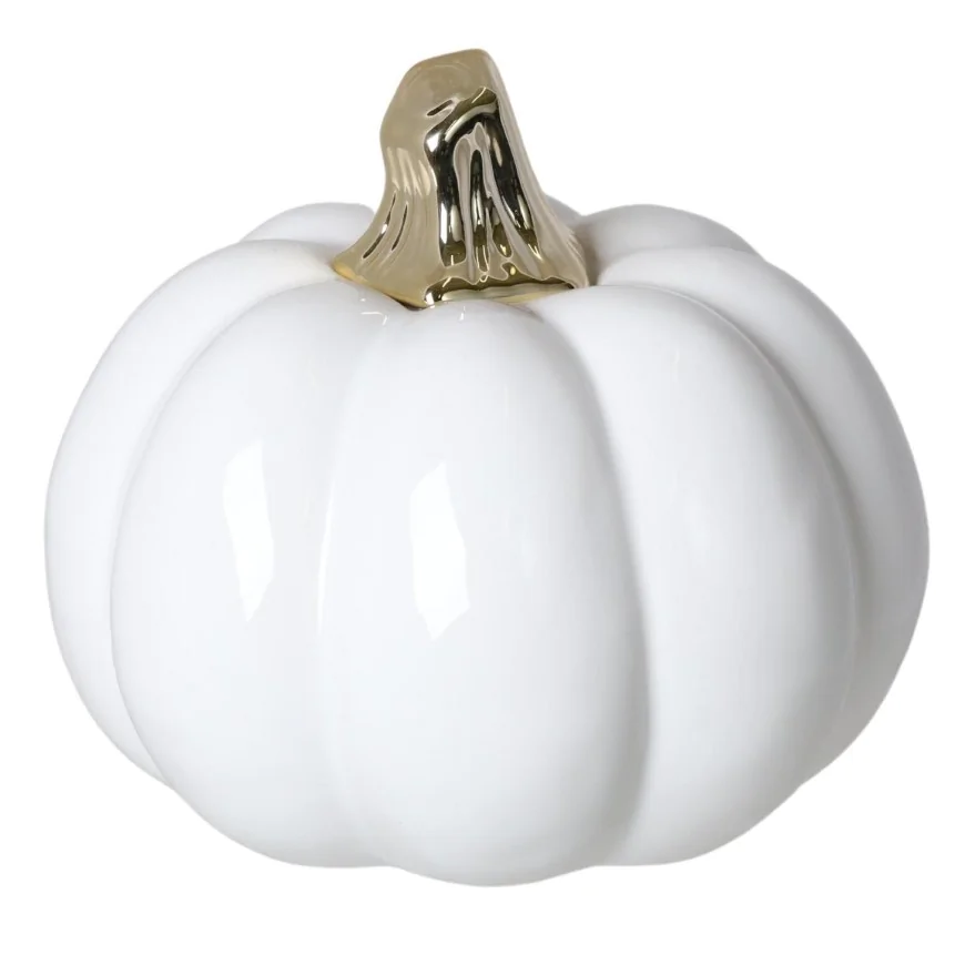 Dynia biało złota ceramiczna do dekoracji 10,8 cm