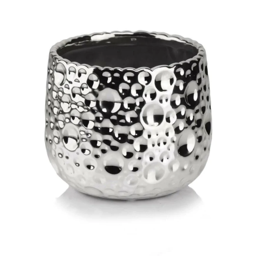 Osłonka srebrna kula ceramiczna doniczka 16 cm