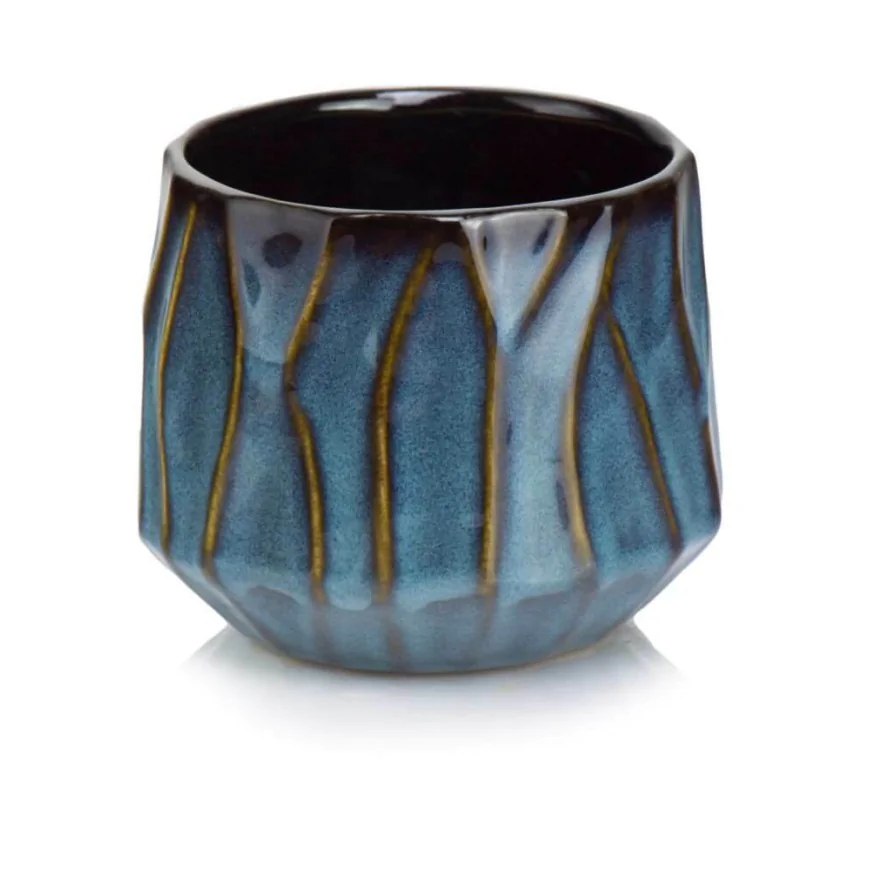 Osłonka niebieska cieniowana doniczka vintage 13,5 cm