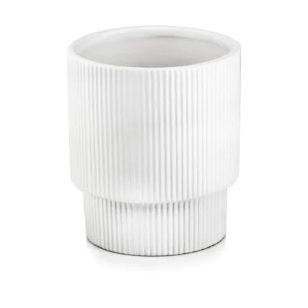 Osłonka biała karbowana ceramiczna doniczka 13 cm