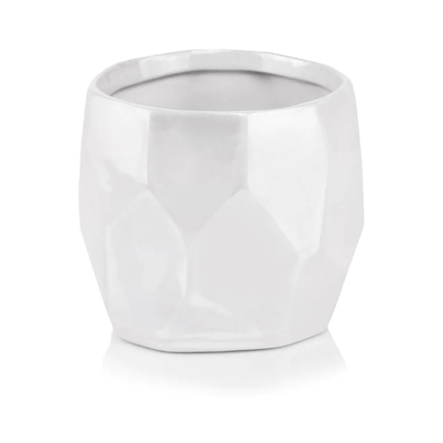 Osłonka biała nowoczena ceramiczna doniczka 13,5 cm