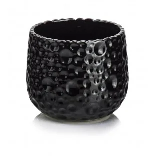 Osłonka czarna kula ceramiczna doniczka 16 cm