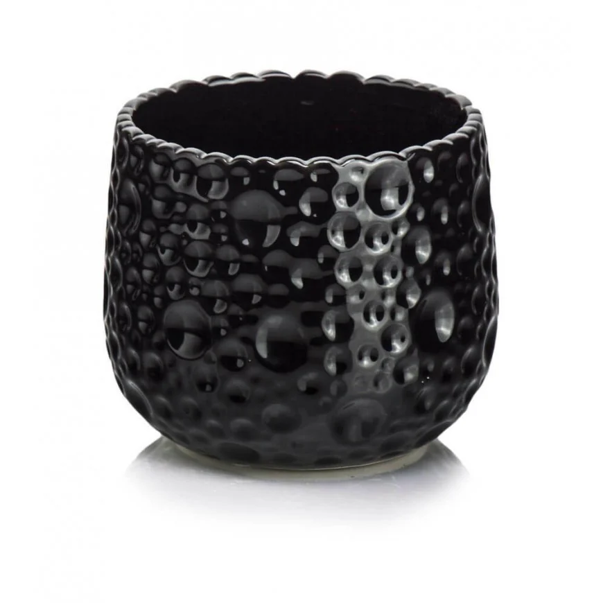Osłonka czarna kula ceramiczna doniczka 16 cm