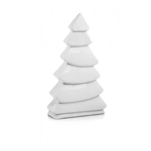 Choinka ceramiczna biała figurka świąteczna 23 cm