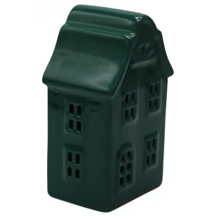 Domek led zielony ceramiczny latarenka 15,5 cm