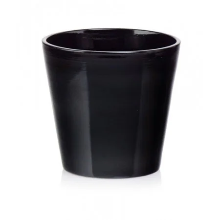 Osłonka czarna mała doniczka ceramiczna 9,5 cm