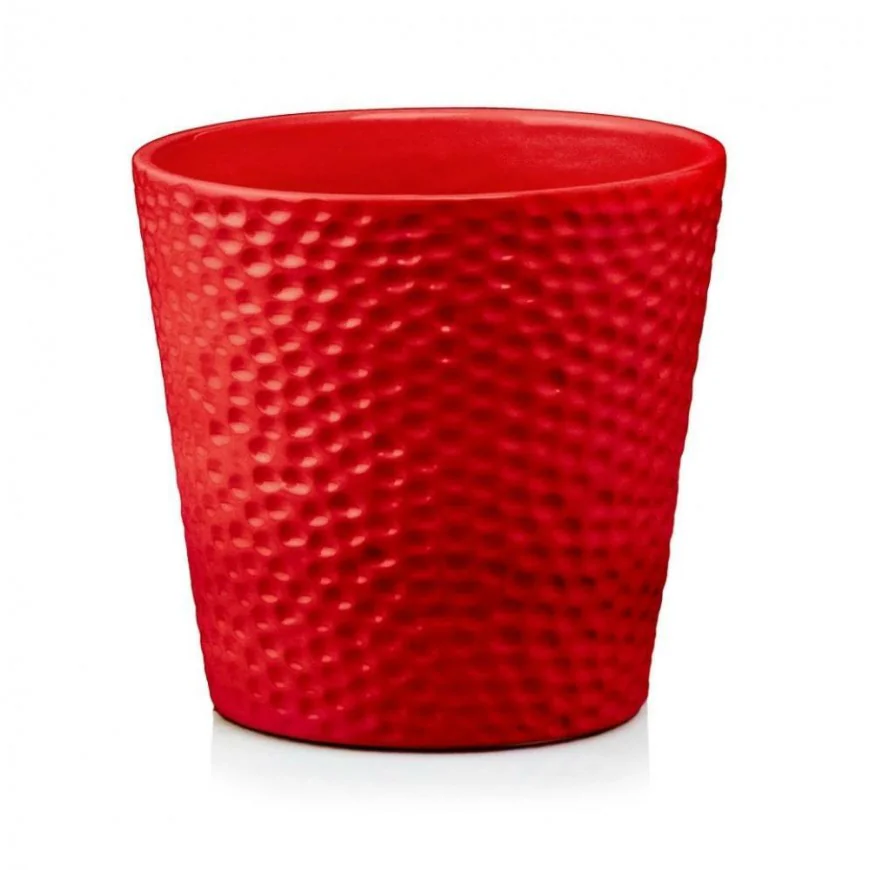 Osłonka czerwona doniczka ceramiczna 13 cm