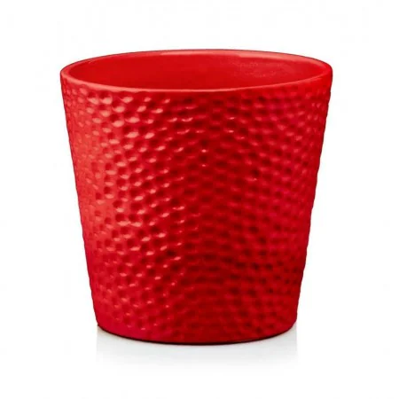 Osłonka czerwona doniczka ceramiczna 13 cm