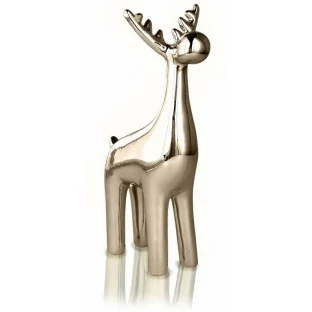 Renifer złoty ceramiczny figurka do dekoracji 16 cm