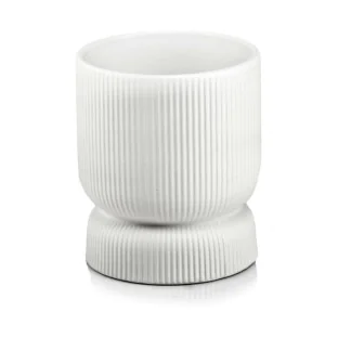 Osłonka biała karbowana ceramiczna doniczka 16x20 cm