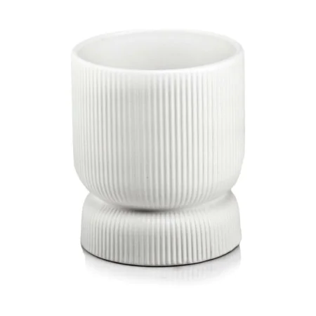 Osłonka biała karbowana ceramiczna doniczka 16x20 cm