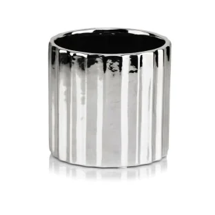 Osłonka srebrna cylinder karbowana ceramiczna 13 cm