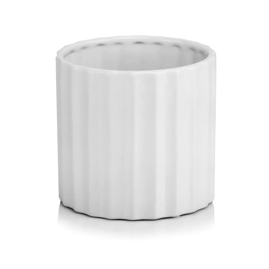 Osłonka biała cylinder karbowana ceramiczna 13 cm