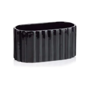 Osłonka owalna czarna karbowana ceramiczna 25 cm