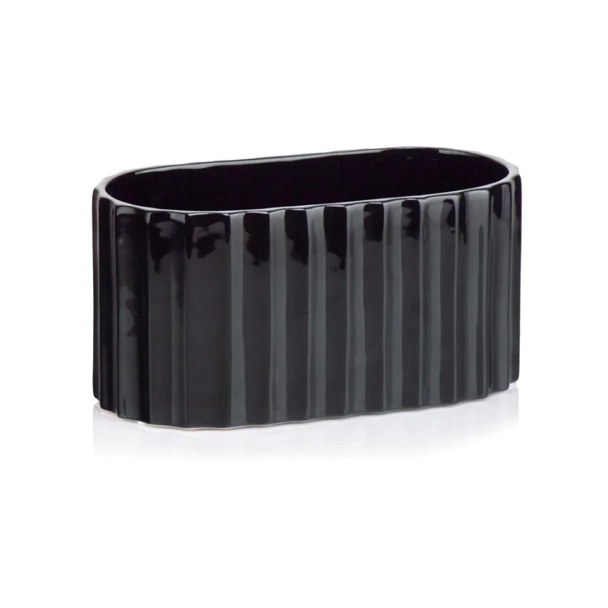 Osłonka owalna czarna karbowana ceramiczna 25 cm