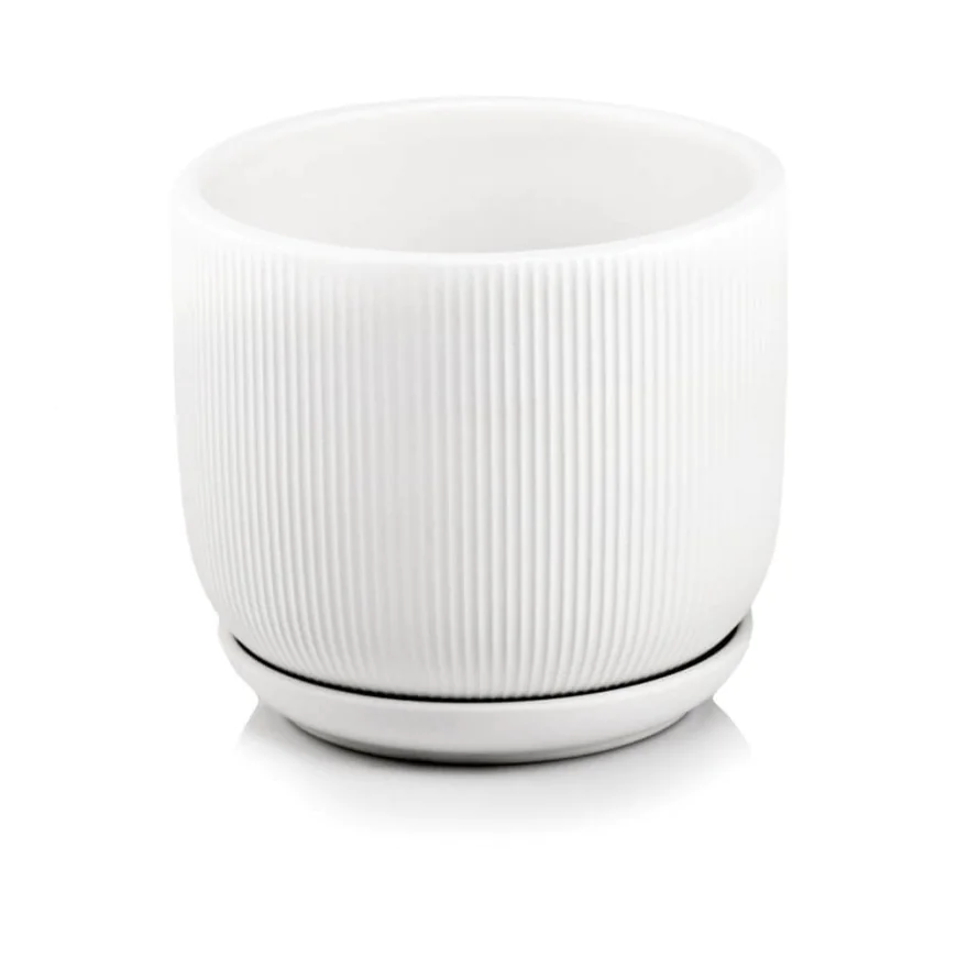 Doniczka biała duża z podstawką donica 17 cm