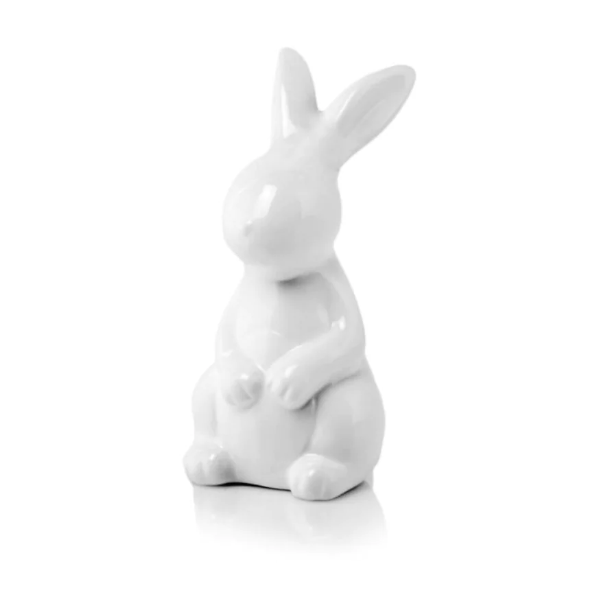 Króliczek biały wielkanocny ceramiczny dekoracja 12 cm