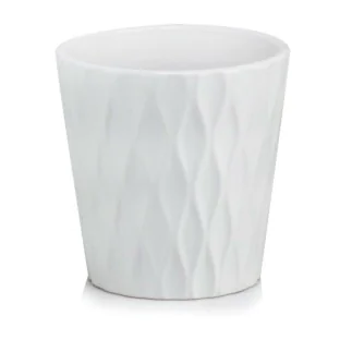 Osłonka na storczyka biała z wzorem ceramiczna 13 cm