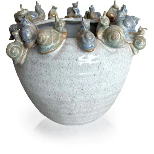 Osłonka ceramiczna doniczka ze ślimakami 17 cm