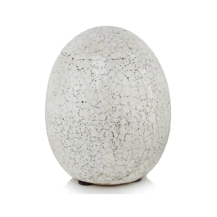 Jajko białe spękane VINTAGE ceramiczne wielkanocne 20 cm