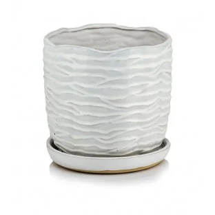 Donica biała ceramiczna z podstawkiem 19 cm