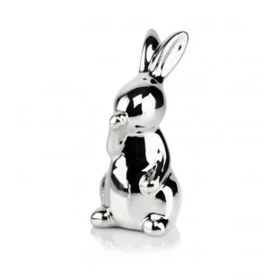 Króliczek zajączek srebrny wielkanocny dekoracja 12 cm