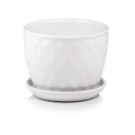 Doniczka biała z podstawką 17 cm