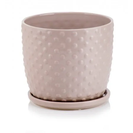 Doniczka szara beżowa z podstawką ceramiczna 20 cm