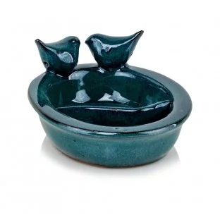 Misa ogrodowa turkusowa ceramiczna z ptaszkami 16x22 cm