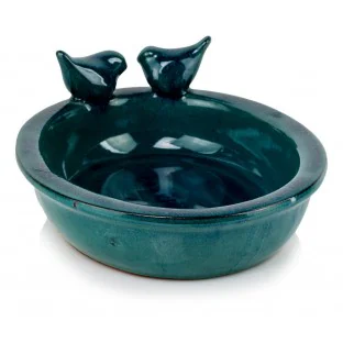 Poidełko dla ptaków turkusowe ceramiczne 30x24 cm