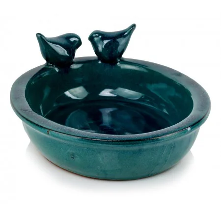 Poidełko dla ptaków turkusowe ceramiczne 30x24 cm