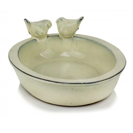 Poidełko dla ptaków kremowe ceramiczne 30x24 cm