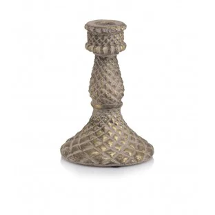 Świecznik ceramiczny mosiądz stare złoto 15 cm