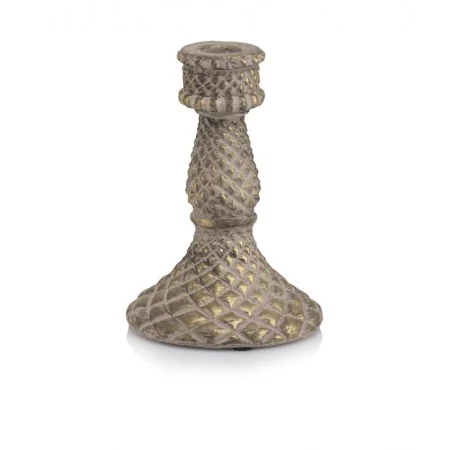 Świecznik ceramiczny mosiądz stare złoto 15 cm