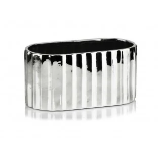 Osłonka owalna srebrna karbowana ceramiczna 25 cm