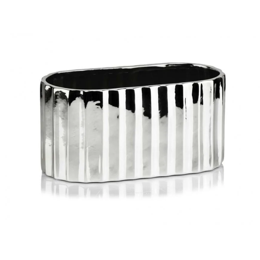 Osłonka owalna srebrna karbowana ceramiczna 25 cm