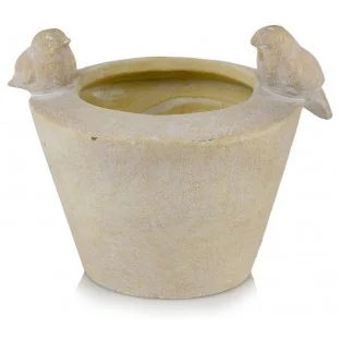 Osłonka kremowa beżowa z ptaszkami ceramiczna 26 cm