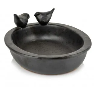Poidełko dla ptaków czarne matowe ceramiczne 30x24 cm