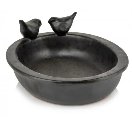Poidełko dla ptaków czarne matowe ceramiczne 30x24 cm