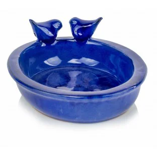 Poidełko dla ptaków kobaltowe ceramiczne 30x24 cm
