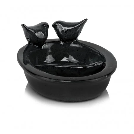 Misa ogrodowa czarna ceramiczna z ptaszkami 16x22 cm