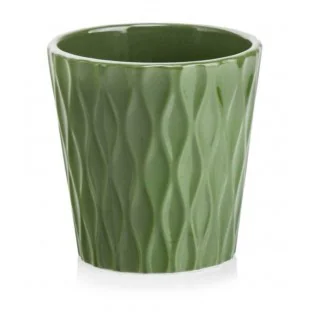 Osłonka na storczyka zielona z wzorem ceramiczna 13 cm