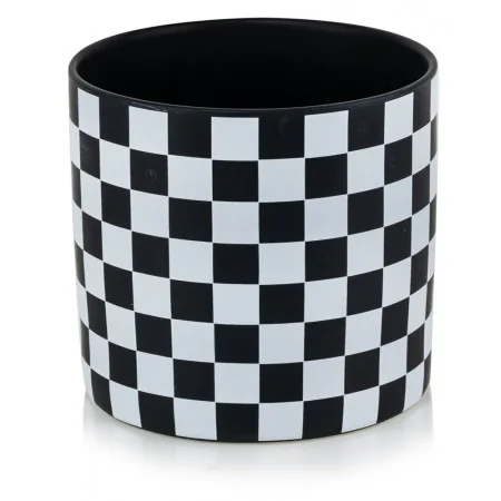 Osłonka w kratkę czarno biała ceramiczna 13 cm